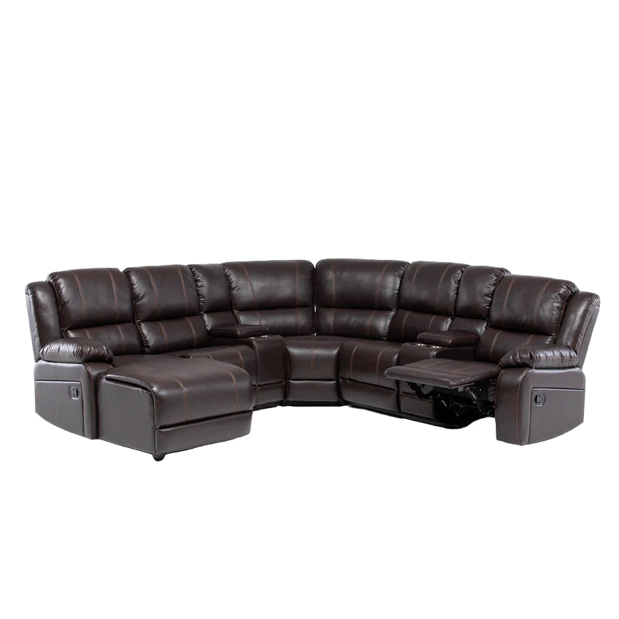 SOFÁ SECCIONAL ROYALTI IZQUIERDO CAFÉ 2 CONSOLAS